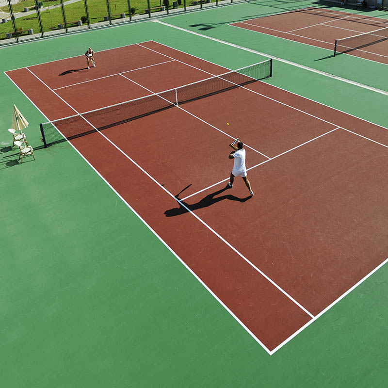 tennis court players playing
